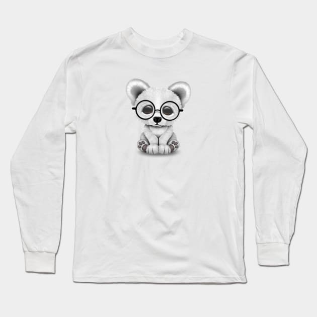 Cute Polar Bear Cub with Eye Glasses Long Sleeve T-Shirt by jeffbartels